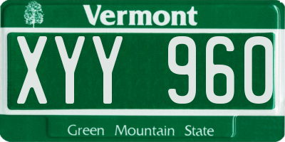 VT license plate XYY960