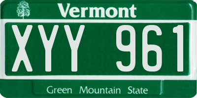 VT license plate XYY961