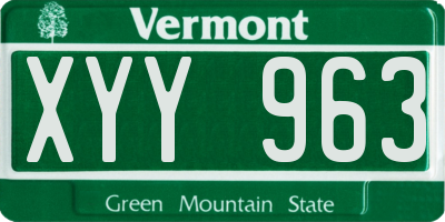 VT license plate XYY963