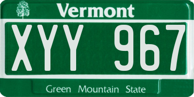 VT license plate XYY967