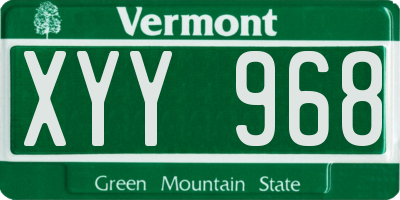 VT license plate XYY968