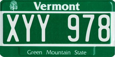 VT license plate XYY978