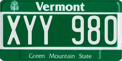 VT license plate XYY980