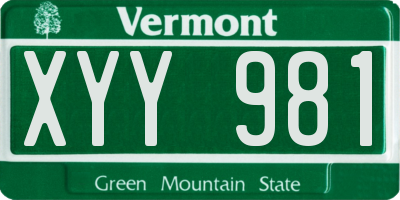 VT license plate XYY981