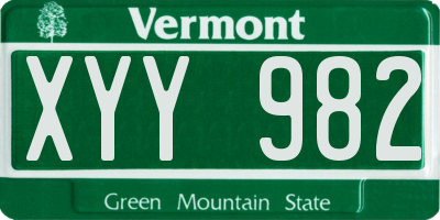 VT license plate XYY982