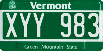 VT license plate XYY983