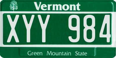 VT license plate XYY984