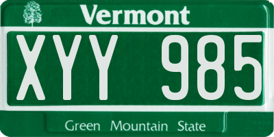 VT license plate XYY985