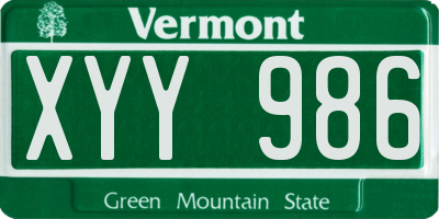 VT license plate XYY986