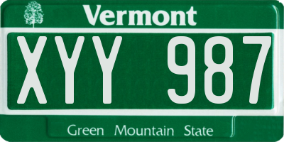 VT license plate XYY987