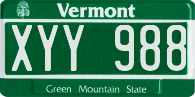 VT license plate XYY988