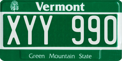 VT license plate XYY990