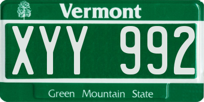 VT license plate XYY992