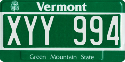 VT license plate XYY994