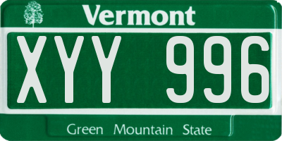 VT license plate XYY996