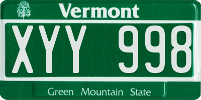 VT license plate XYY998