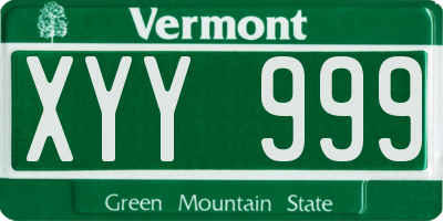 VT license plate XYY999