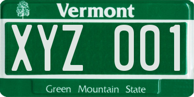 VT license plate XYZ001