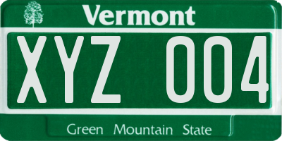 VT license plate XYZ004
