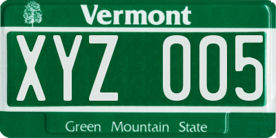 VT license plate XYZ005
