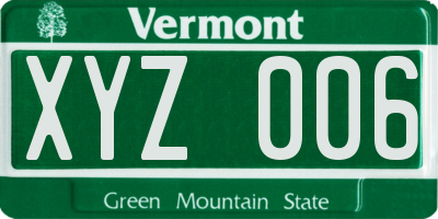 VT license plate XYZ006