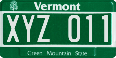 VT license plate XYZ011
