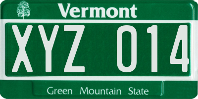 VT license plate XYZ014
