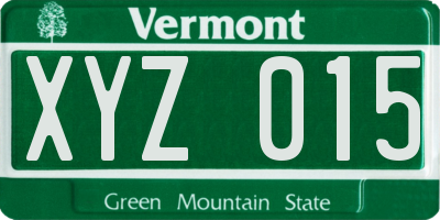 VT license plate XYZ015