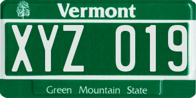 VT license plate XYZ019
