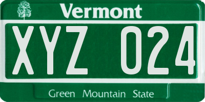 VT license plate XYZ024