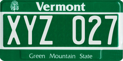 VT license plate XYZ027