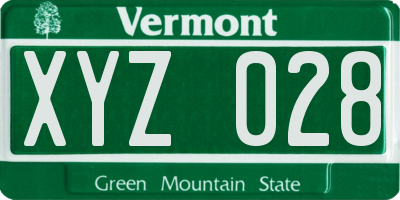 VT license plate XYZ028