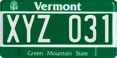 VT license plate XYZ031