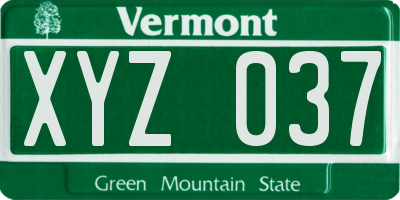 VT license plate XYZ037