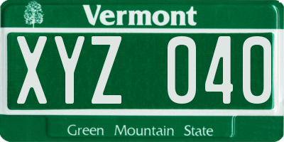 VT license plate XYZ040