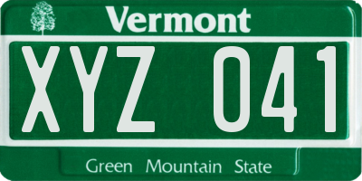 VT license plate XYZ041