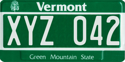 VT license plate XYZ042