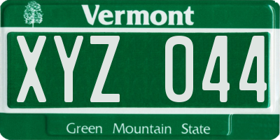 VT license plate XYZ044