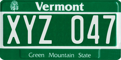VT license plate XYZ047