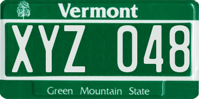 VT license plate XYZ048