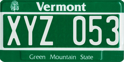 VT license plate XYZ053