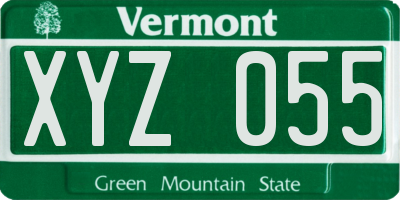 VT license plate XYZ055