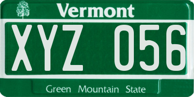 VT license plate XYZ056