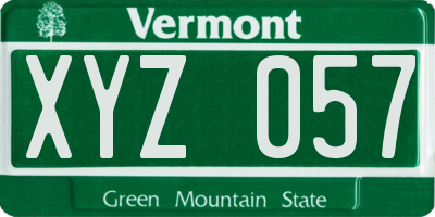 VT license plate XYZ057