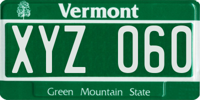 VT license plate XYZ060