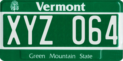 VT license plate XYZ064