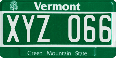 VT license plate XYZ066