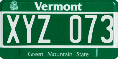 VT license plate XYZ073