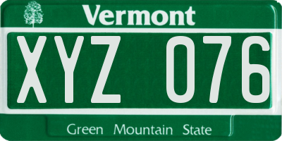 VT license plate XYZ076