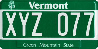 VT license plate XYZ077